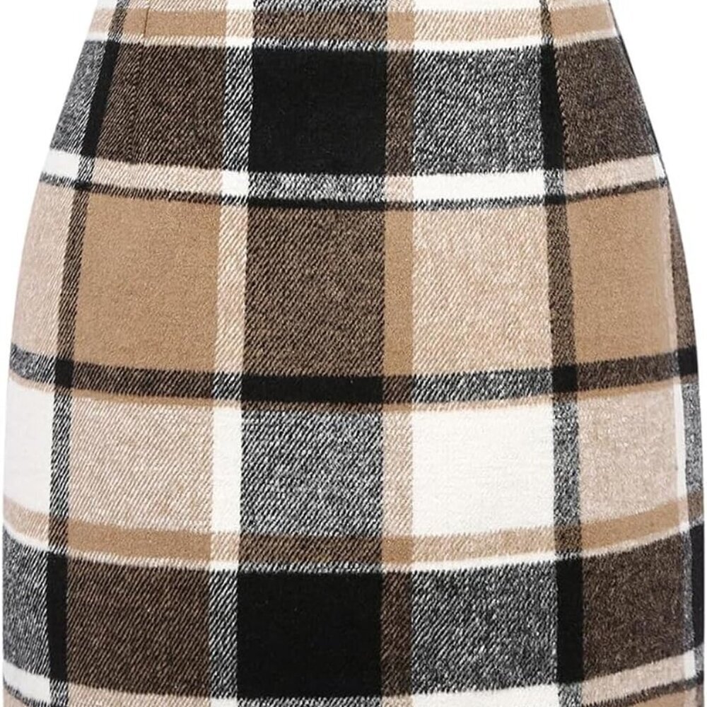 Plaid Mini Skirt for Women Fall Winter High Waist A Line Bodycon Pencil Fall Ski